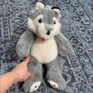 Cute husky dog sits 10” high,great condition w pink tongue and short tail